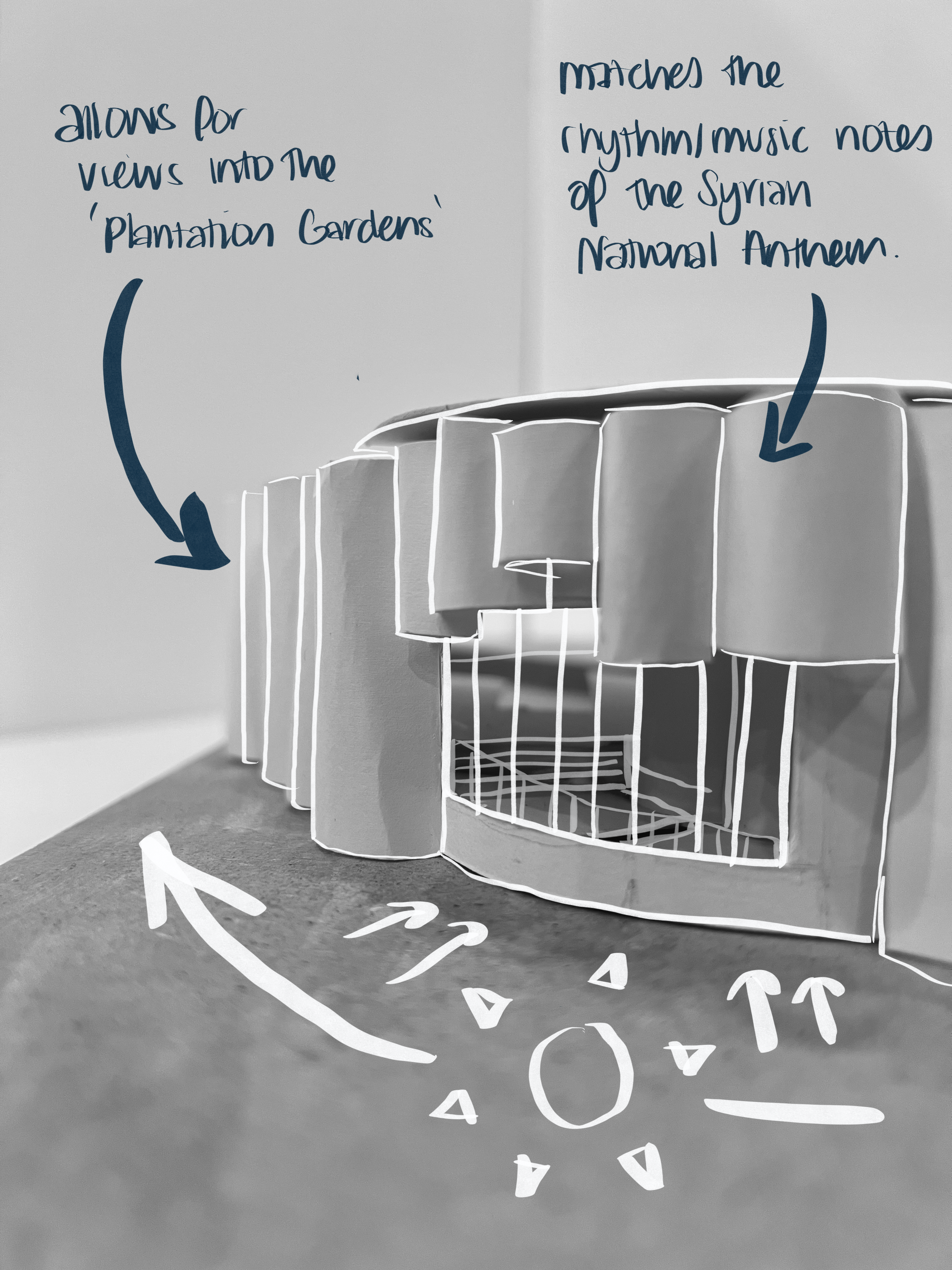 House of Melody — model study, form detail